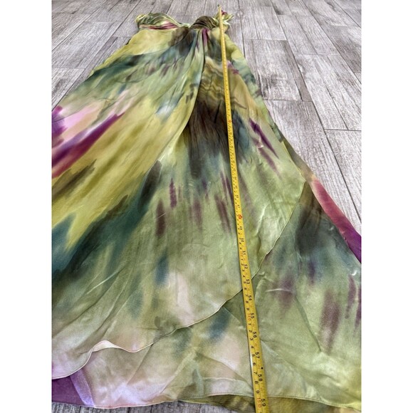 TERI JON Rickie Freeman 100% Silk Long Layered Asymmetric One Shoulder Dress 6 - Picture 6 of 15